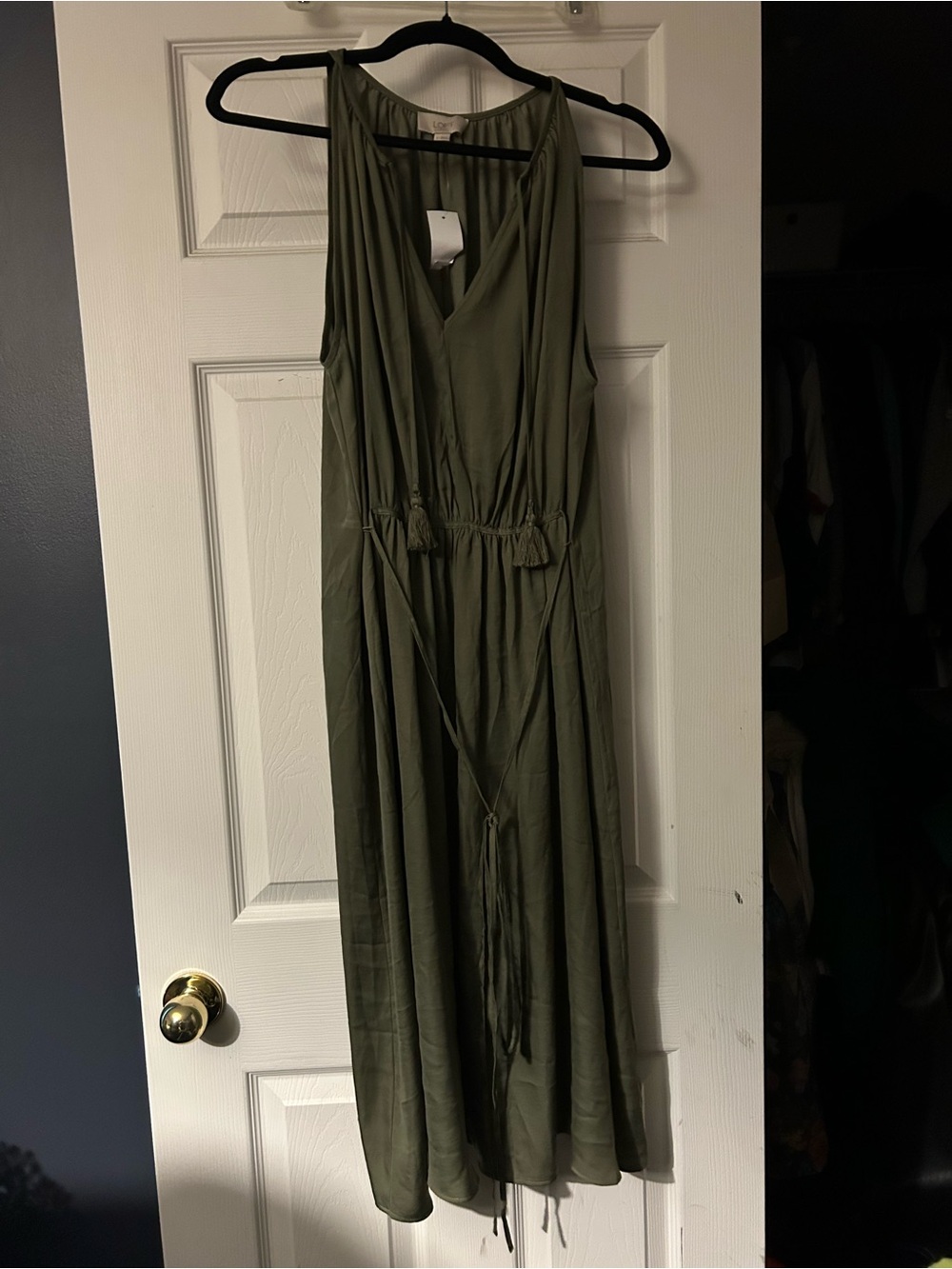 LOFT Olive Green Midi Dress
